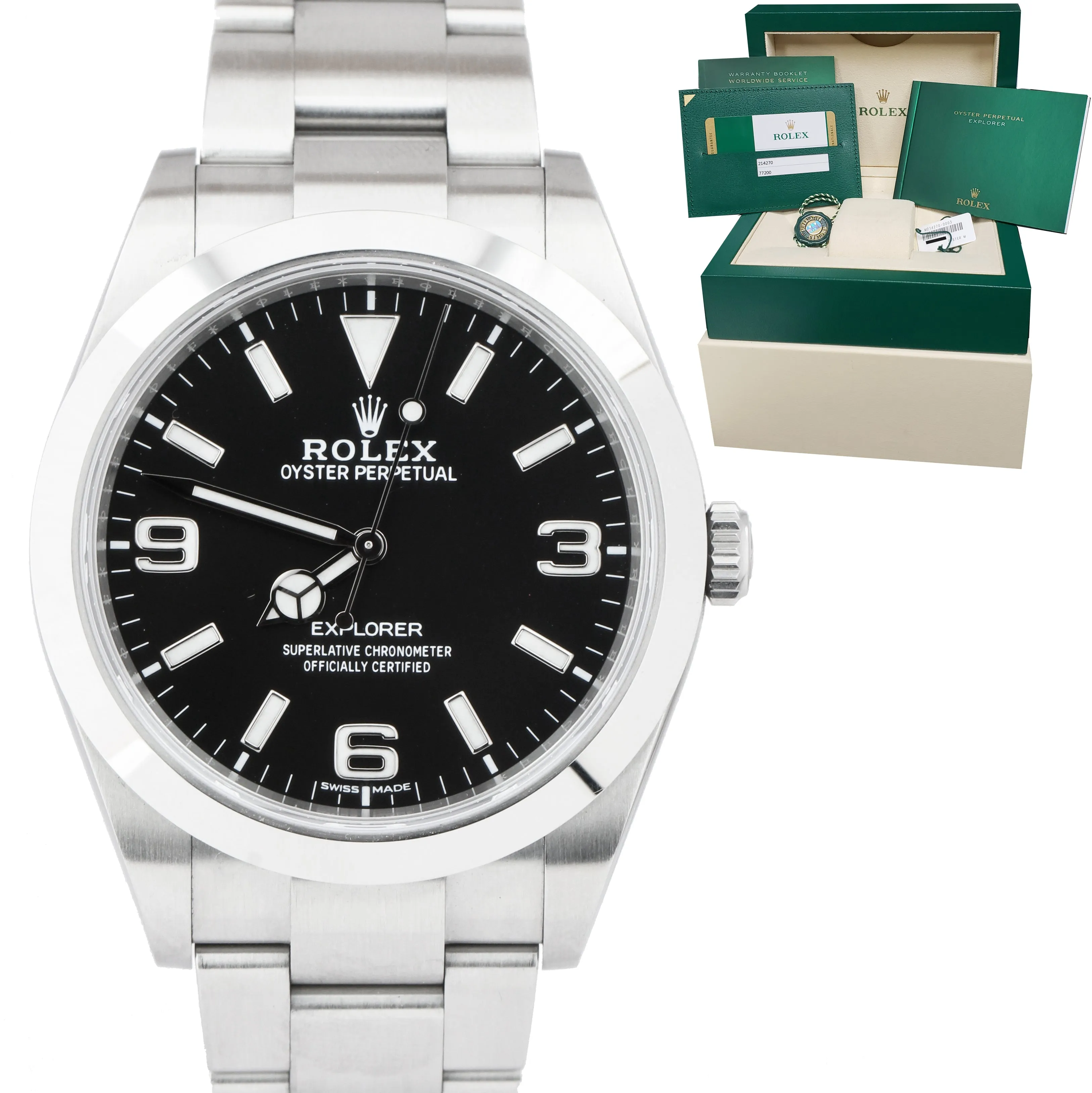 2019 DISCONTINUED Rolex Explorer 39mm Black 3-6-9 Stainless MK2 Watch 214270 B P