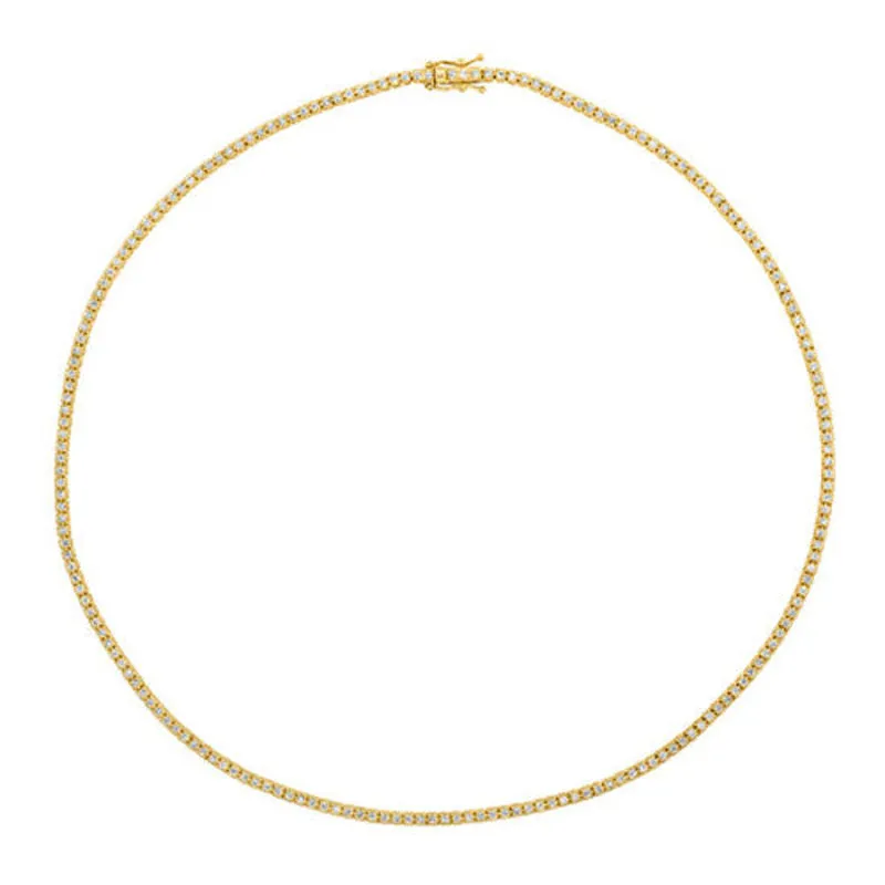 2.03 Carat Natural Diamond Tennis Necklace G SI 14K Yellow Gold 16''