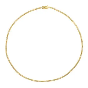 2.03 Carat Natural Diamond Tennis Necklace G SI 14K Yellow Gold 16''