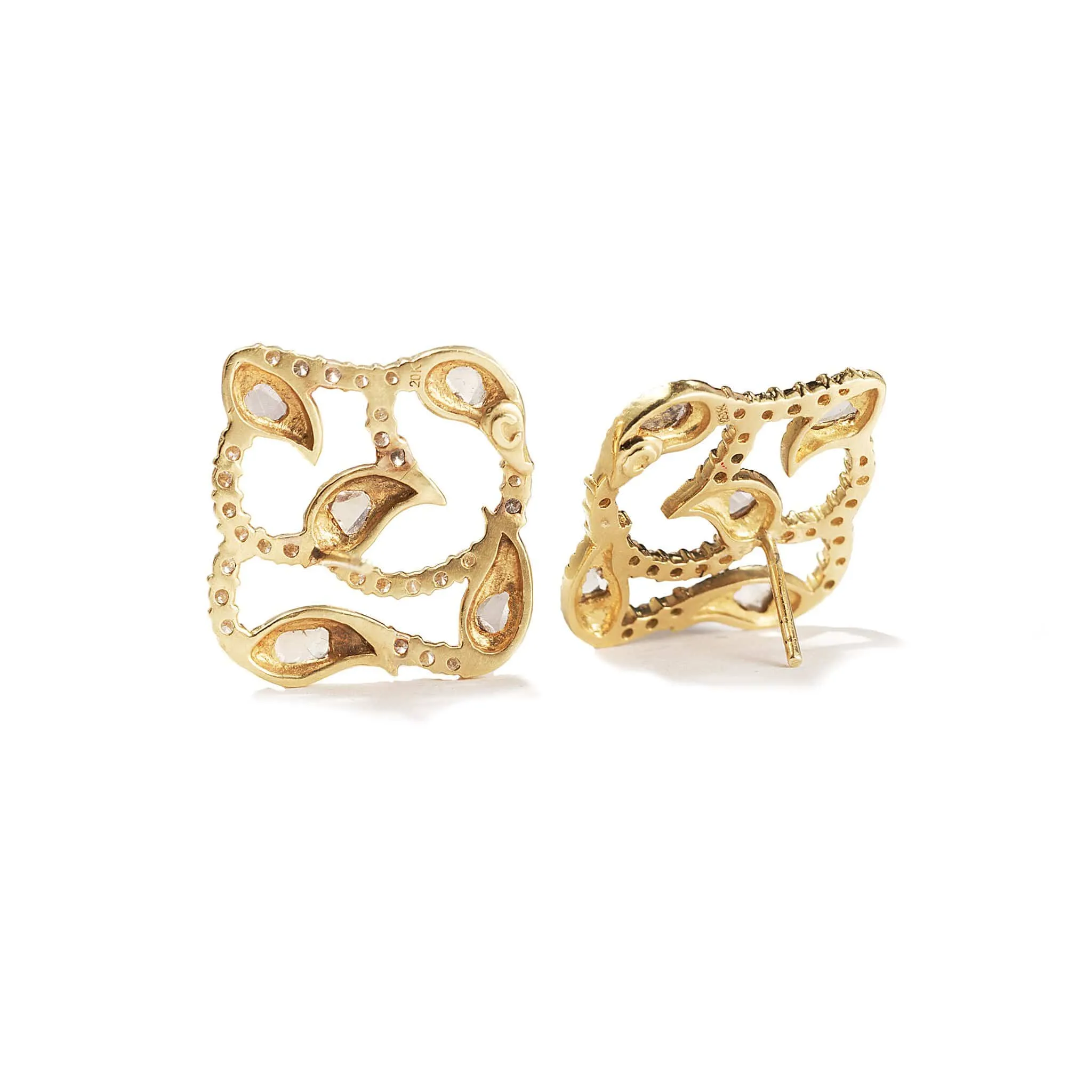 20K Vitality Vine Earrings with Diamond