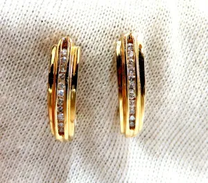 .22ct Diamonds Semi Hoop Earrings 14kt