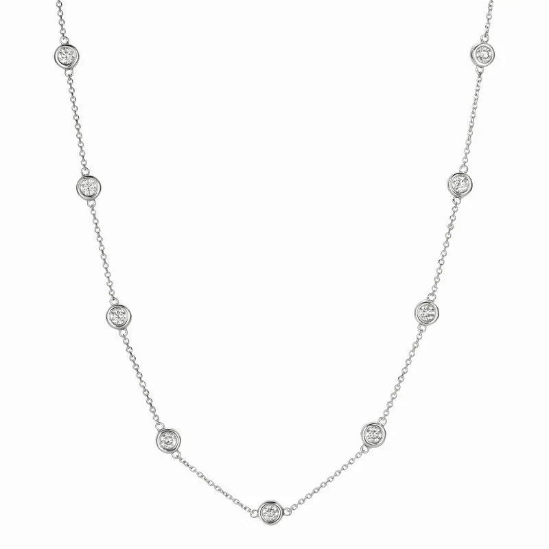25 POINTER 14 SECTION 18″ DIAMOND NECKLACE 14K WHITE GOLD (3.5 CTW)