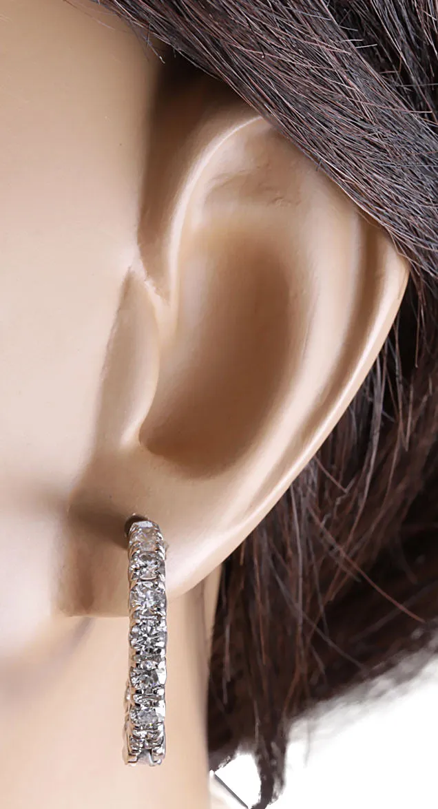 2.60 Carat Natural Diamond 14K White Gold Earrings
