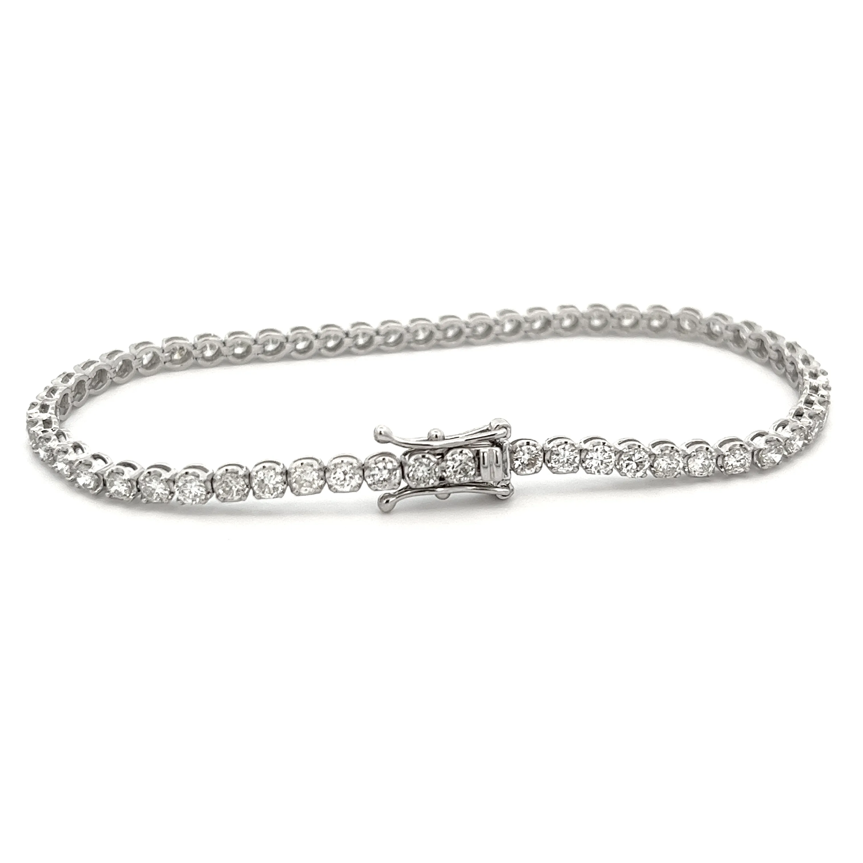 2.80ct 14k White Gold Straight Line Diamond Bracelet