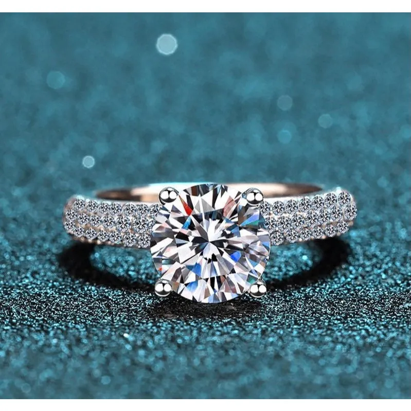 2ct Moissanite Engagement Ring, Solitaire Engament Ring- RM026