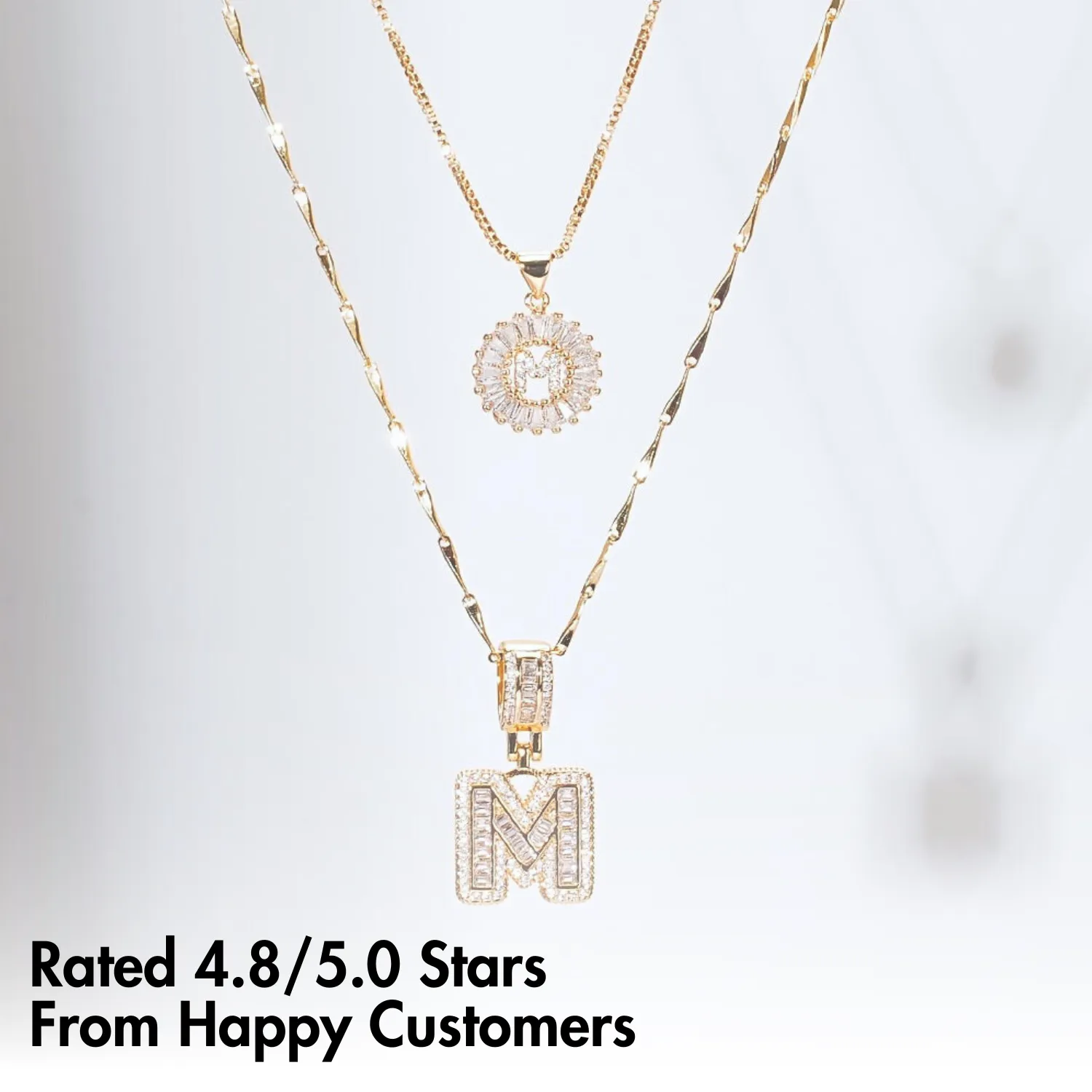 2pc 14k Diamond Letter Initial Necklaces