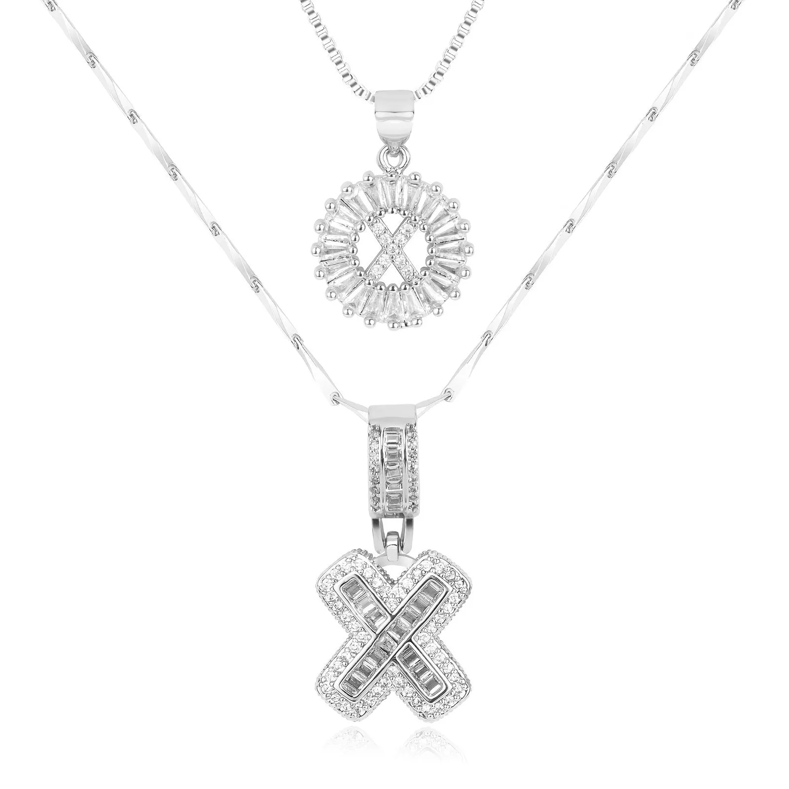 2pc 14k Diamond Letter Initial Necklaces