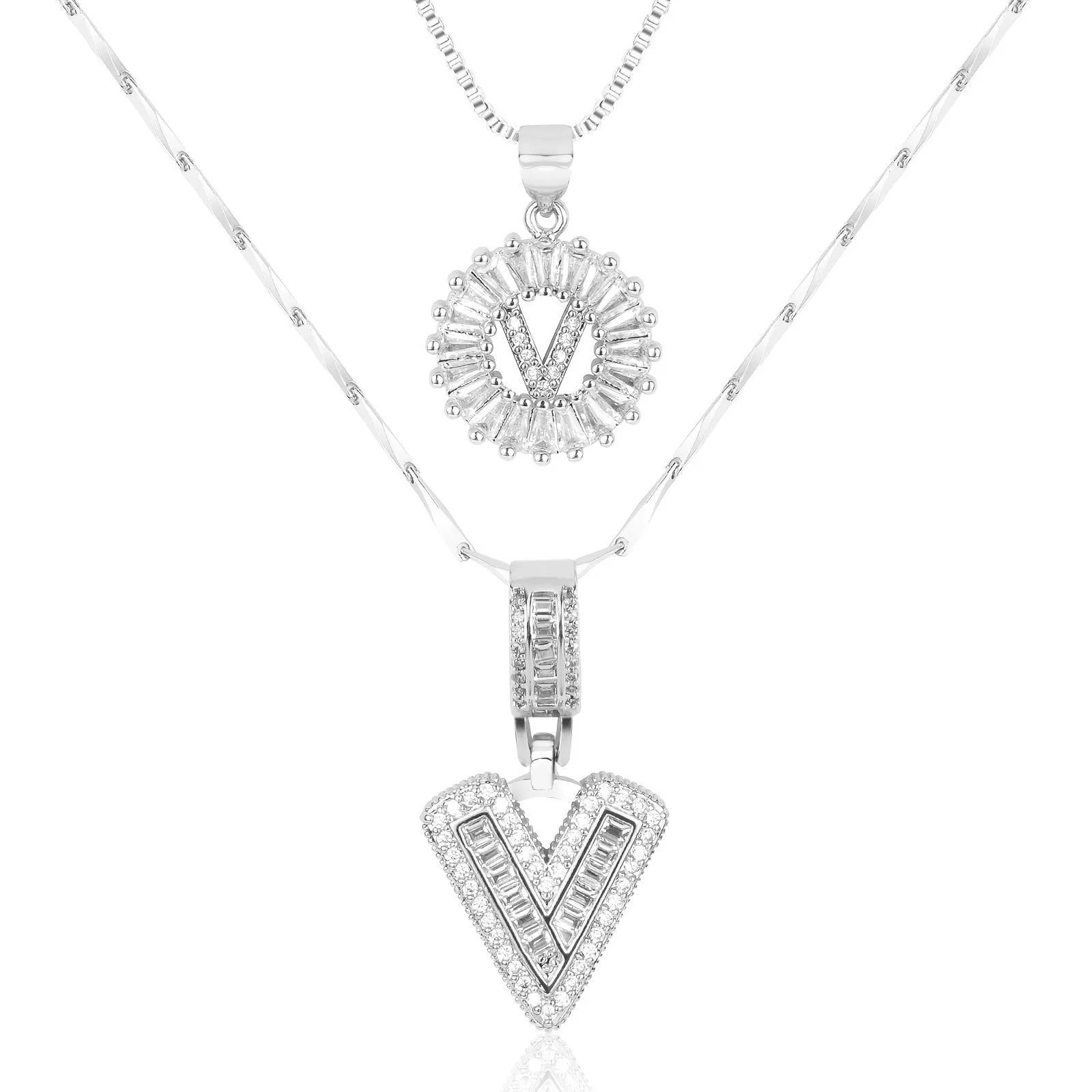 2pc 14k Diamond Letter Initial Necklaces