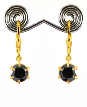 3 Carat Certified Black Diamond Dangler Earrings In Yellow Finish, Amazing Collection with Great Shine