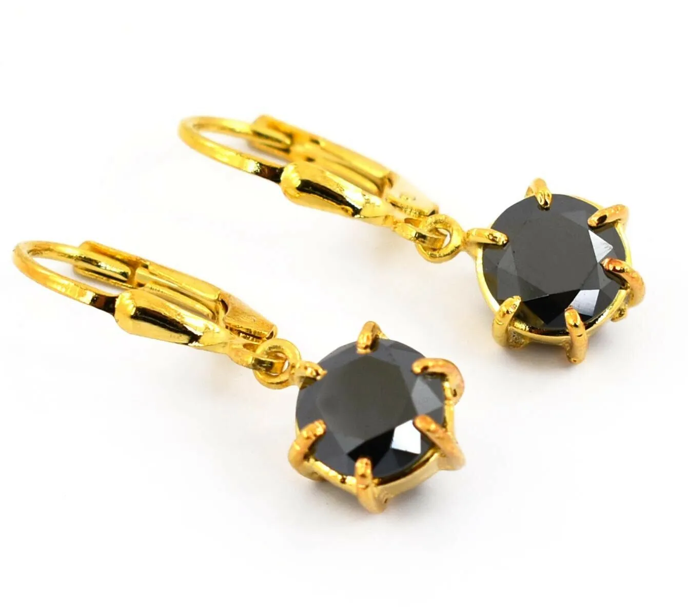 3 Carat Certified Black Diamond Dangler Earrings In Yellow Finish, Amazing Collection with Great Shine