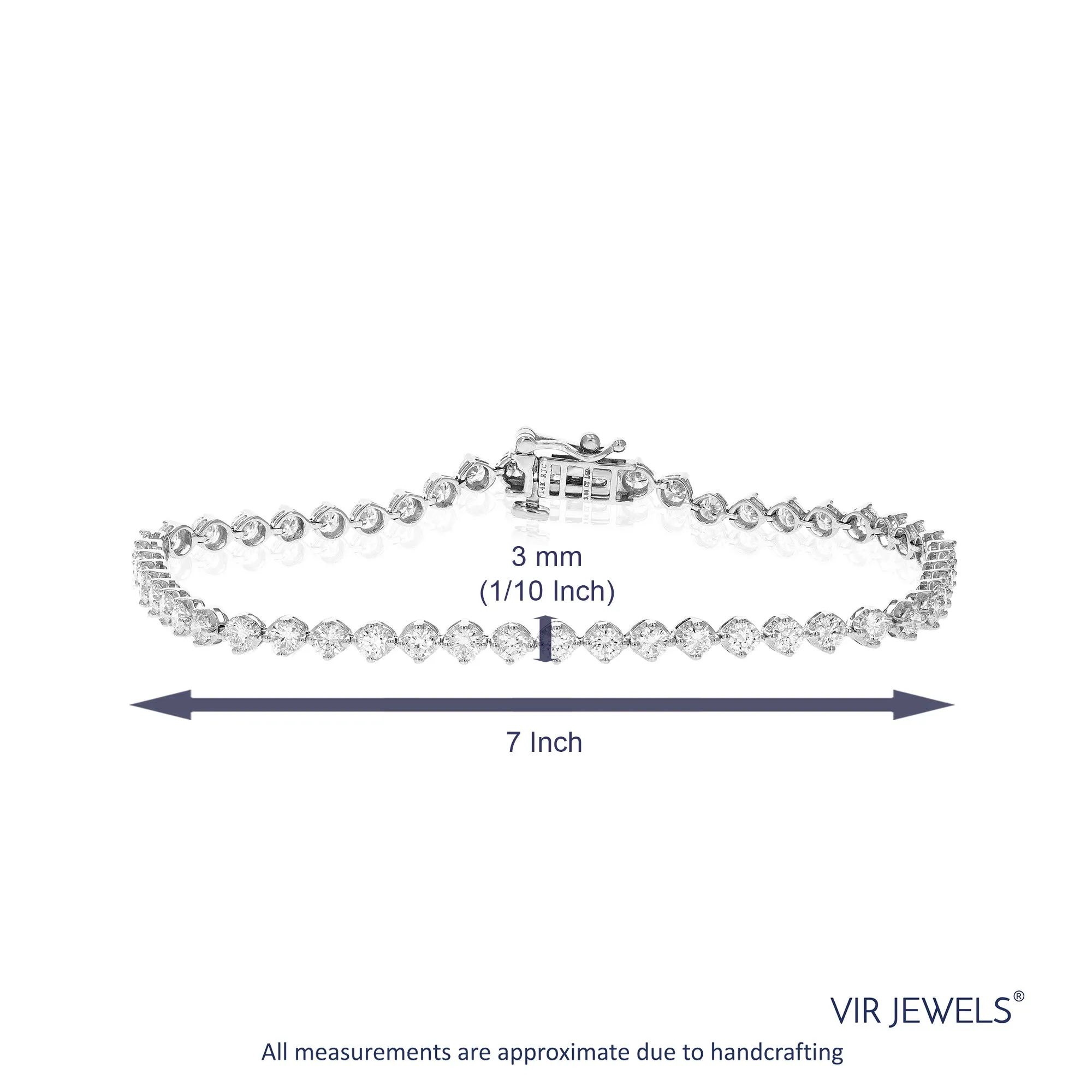 3 cttw Diamond Tennis Bracelets Prong set in 14K White Gold