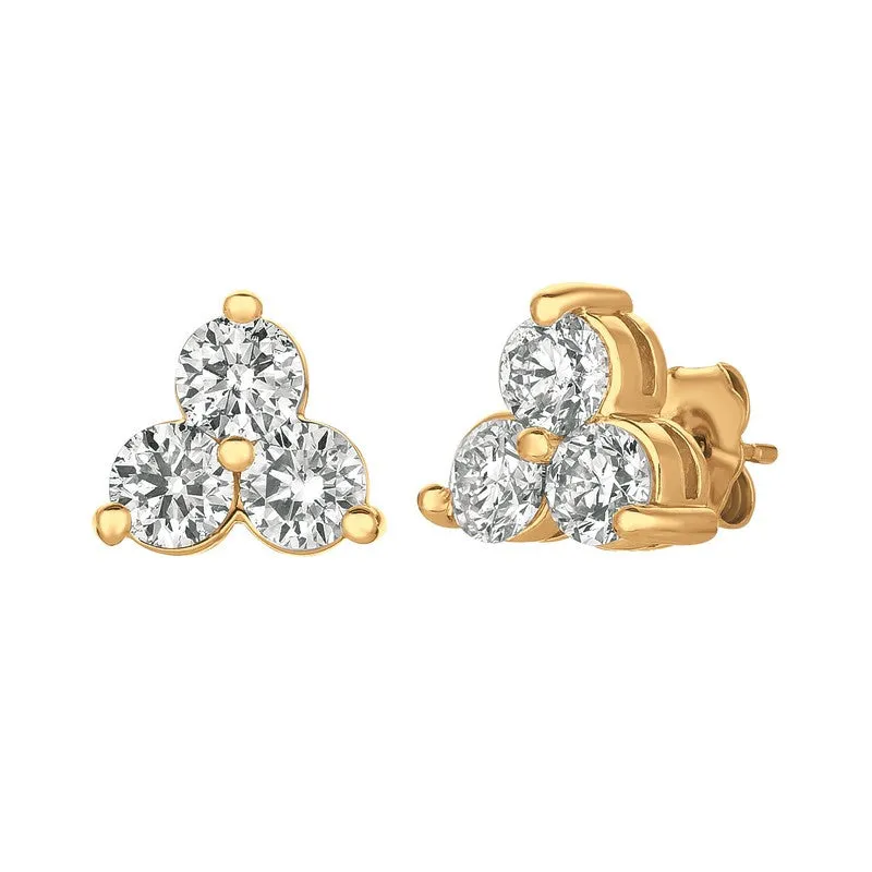 3 DIAMOND EARRINGS 14K GOLD (1 CTW)