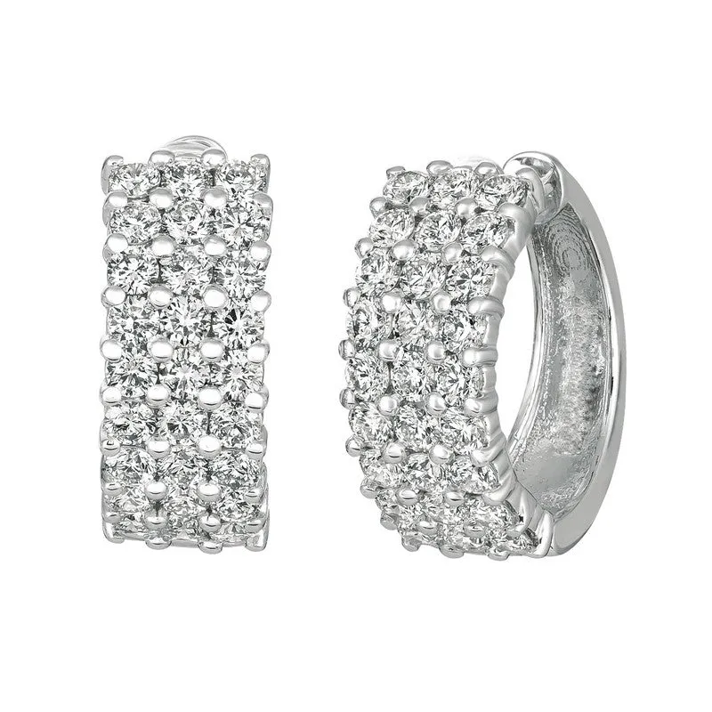 3 ROWS DIAMOND EARRINGS 14K GOLD (3 CTW)
