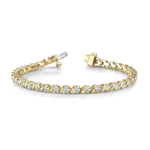 3.0 ctw Round Diamond Tennis Bracelet "S" Bar Style