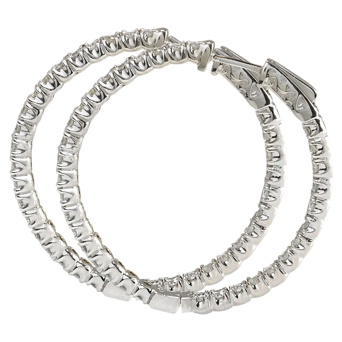 3.05 Carat Natural Diamond 14K White Gold Earrings