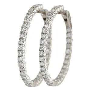 3.05 Carat Natural Diamond 14K White Gold Earrings