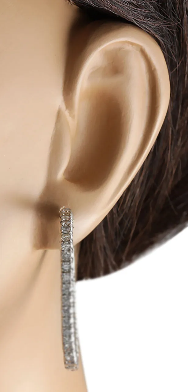 3.05 Carat Natural Diamond 14K White Gold Earrings