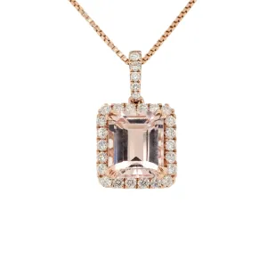 3.08 Carat Morganite Pendant in 14k Rose Gold