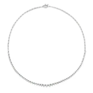 3.09 Carat Natural Diamond 3 Prong Graduated Necklace G SI 14K White Gold 16''