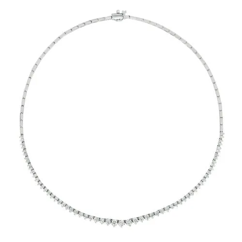 3.09 Carat Natural Diamond 3 Prong Graduated Necklace G SI 14K White Gold 16''