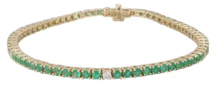 3.24ct tw Emerald Gem Stone & Diamond Tennis Bracelet