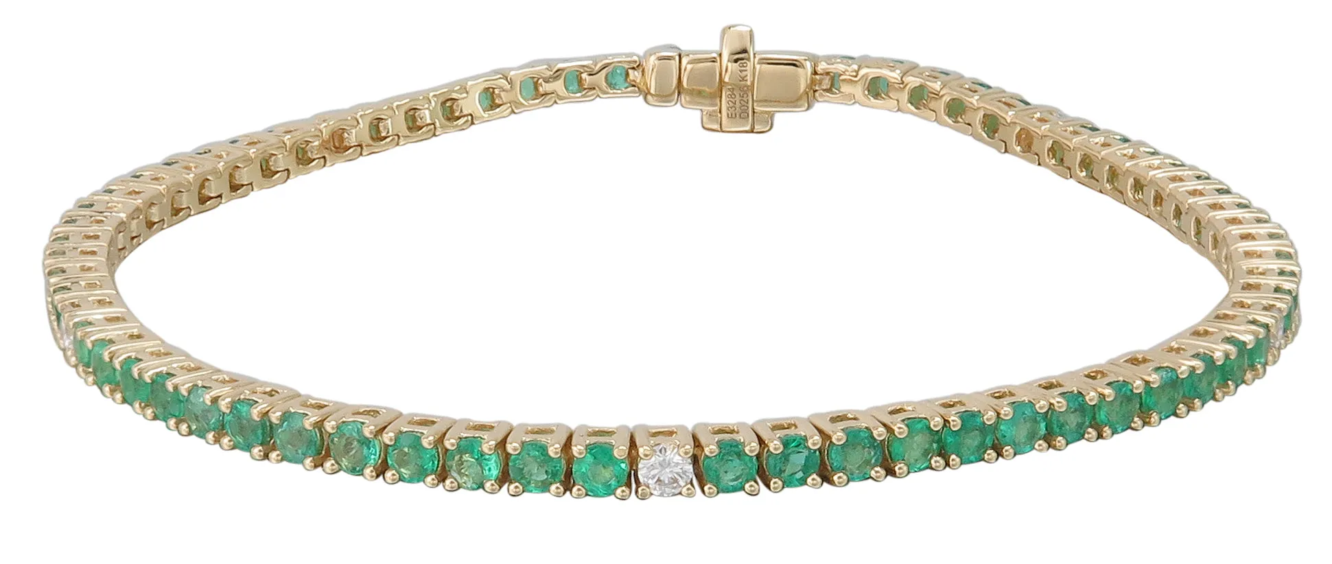 3.24ct tw Emerald Gem Stone & Diamond Tennis Bracelet