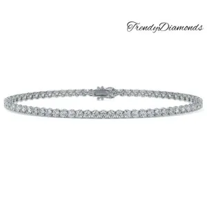 3.25ctw Round Brilliant Diamond Eternity Tennis Bracelet set in 14k White Gold