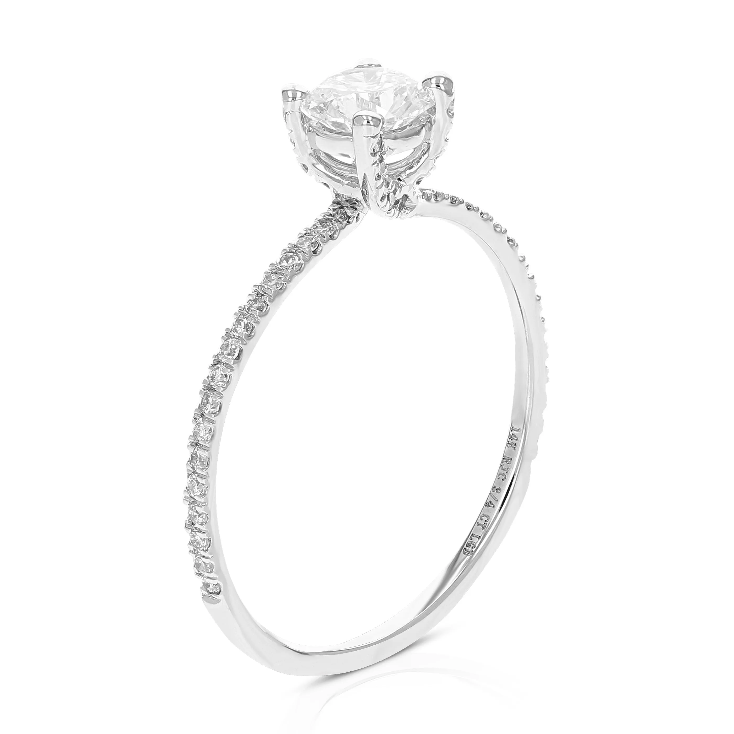 3/4 cttw Lab Grown Round Diamond Engagement Rings 14K White Gold