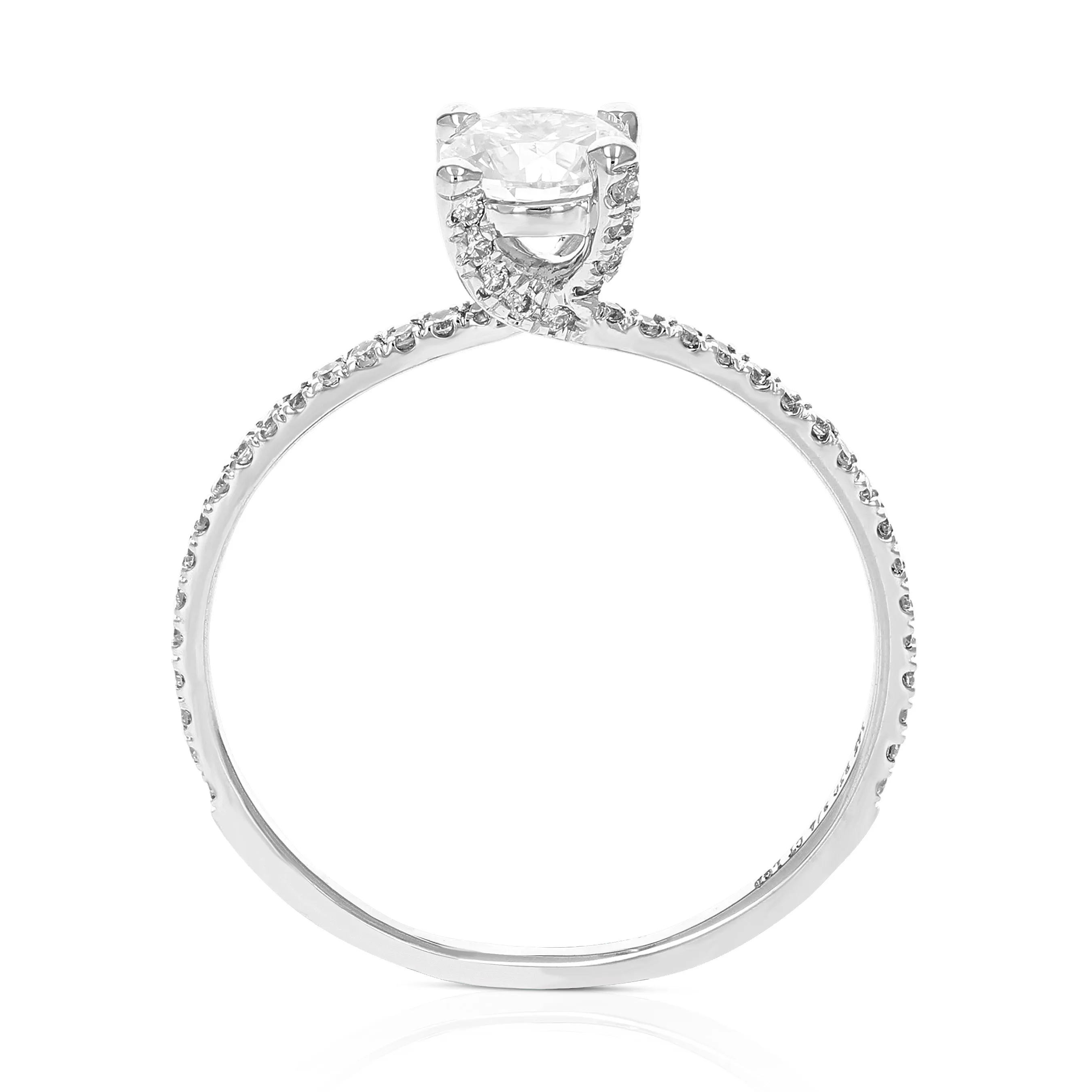 3/4 cttw Lab Grown Round Diamond Engagement Rings 14K White Gold