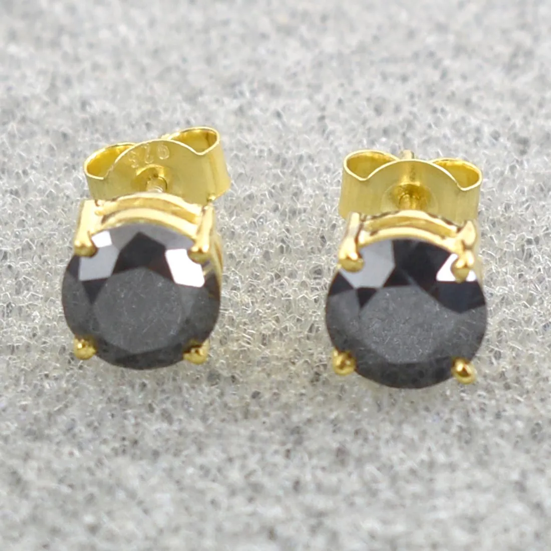 3.50 Ct AAA Certified Black Diamond Solitaire Studs in 925 Silver, Great Sparkle & Luster