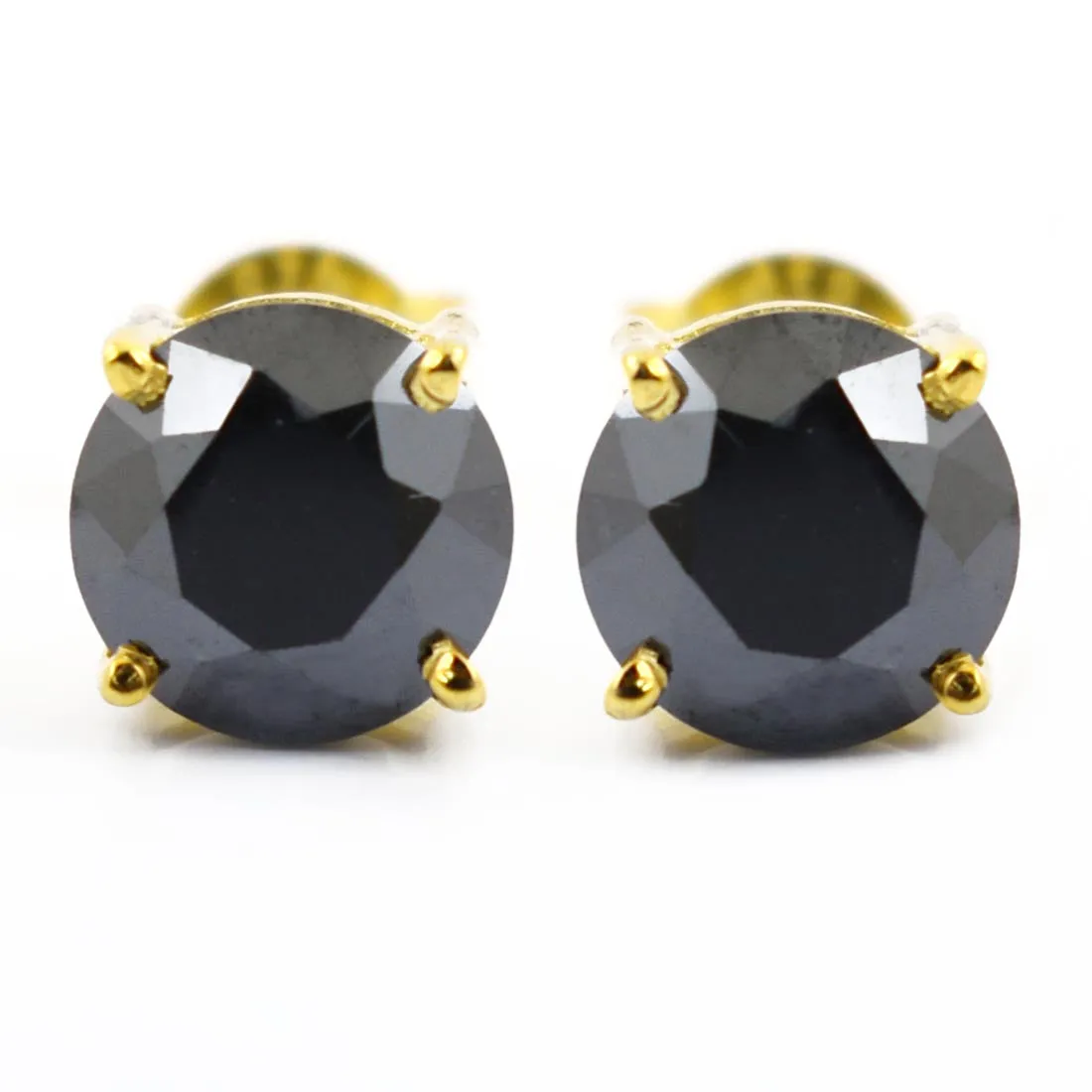 3.50 Ct AAA Certified Black Diamond Solitaire Studs in 925 Silver, Great Sparkle & Luster
