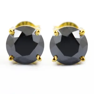 3.50 Ct AAA Certified Black Diamond Solitaire Studs in 925 Silver, Great Sparkle & Luster