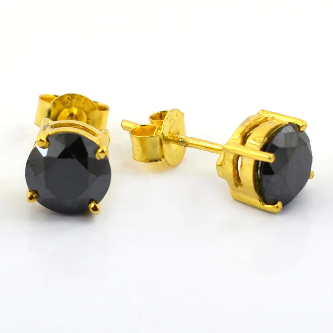 3.50 Ct AAA Certified Black Diamond Solitaire Studs in 925 Silver, Great Sparkle & Luster