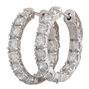 3.60 Carat Natural Diamond 14K White Gold Earrings