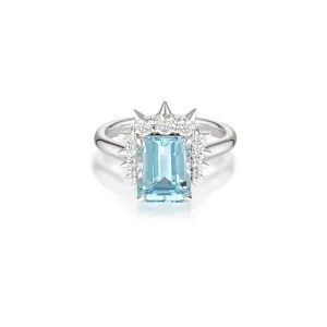 3.63ct Emerald-Cut Aquamarine & Diamond Alternative Engagement Ring