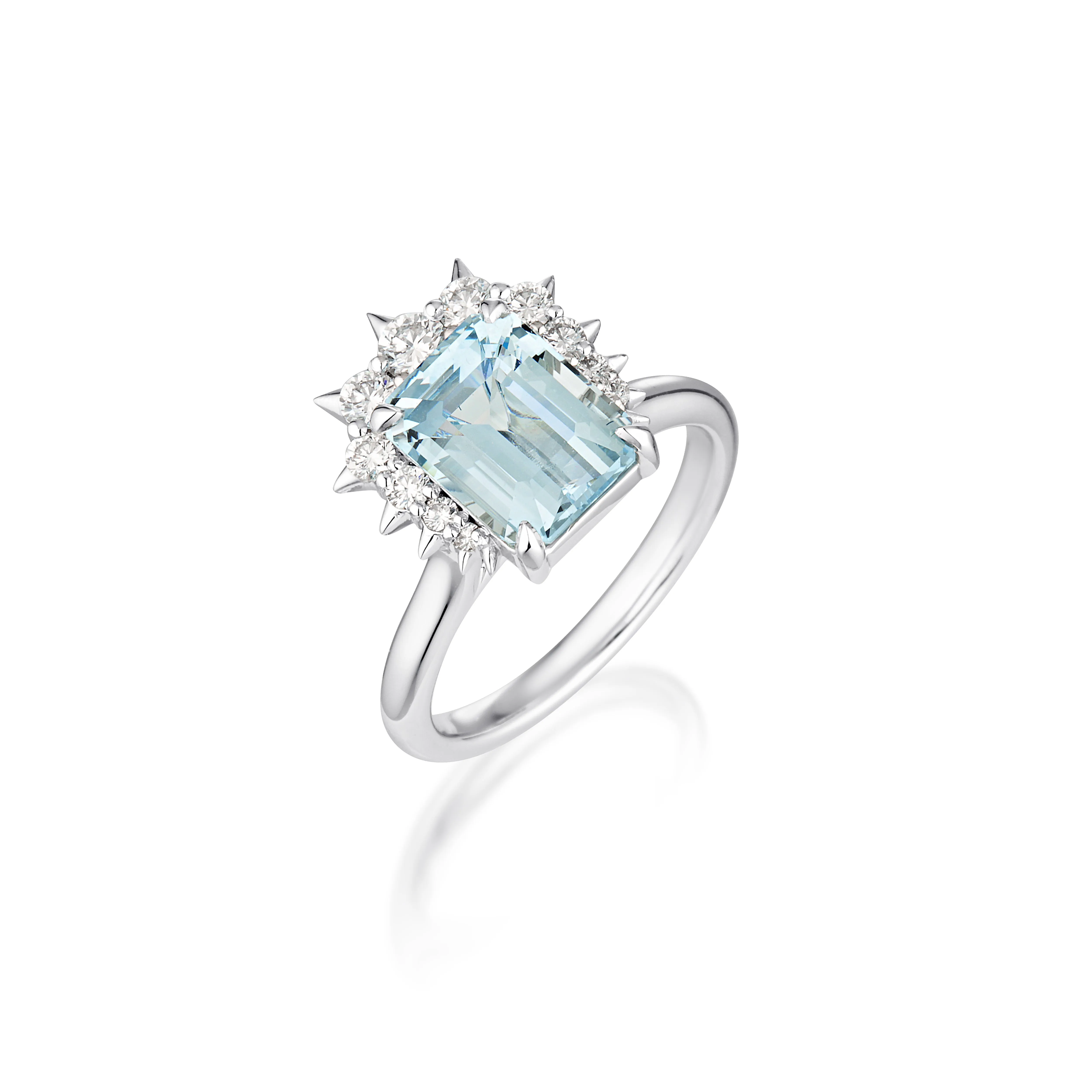 3.63ct Emerald-Cut Aquamarine & Diamond Alternative Engagement Ring