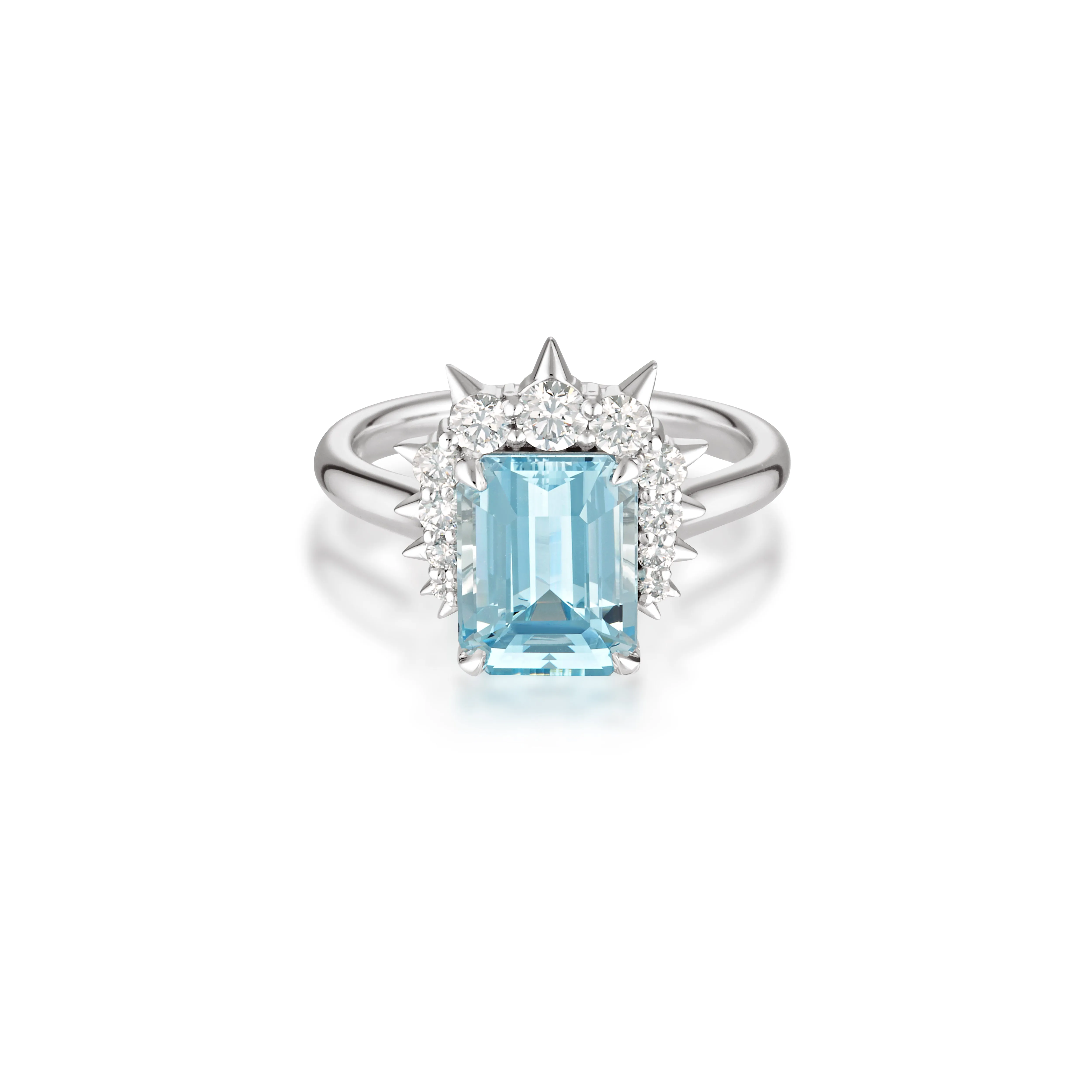 3.63ct Emerald-Cut Aquamarine & Diamond Alternative Engagement Ring