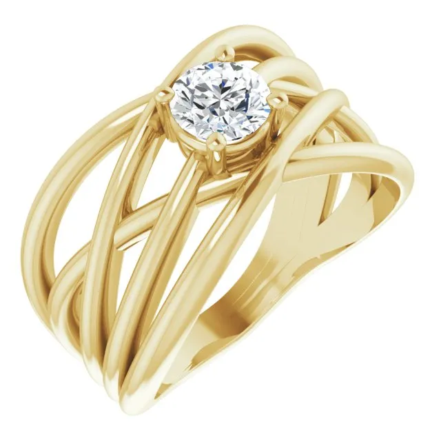 3/8 CT Solitaire Criss Cross Diamond Ring - Primary Stone 4.8 mm