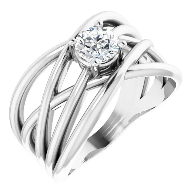 3/8 CT Solitaire Criss Cross Diamond Ring - Primary Stone 4.8 mm
