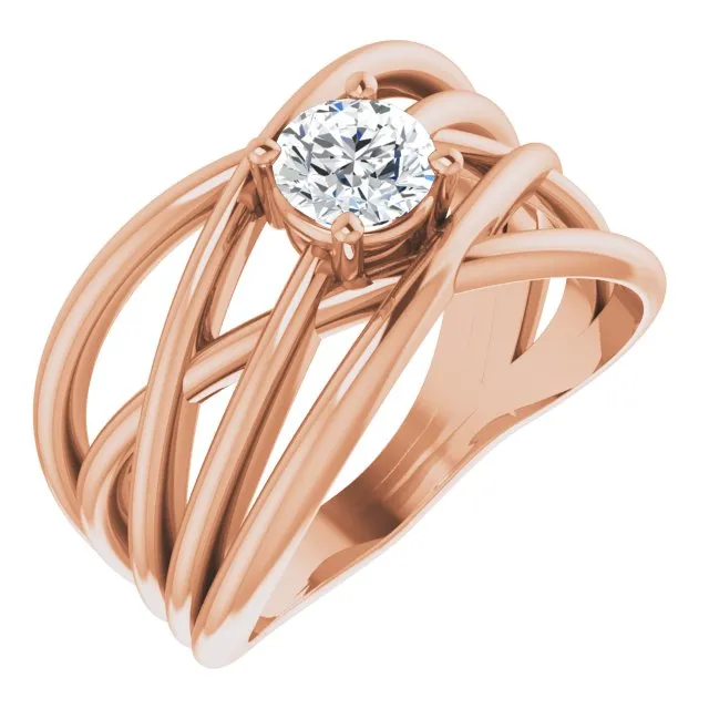 3/8 CT Solitaire Criss Cross Diamond Ring - Primary Stone 4.8 mm