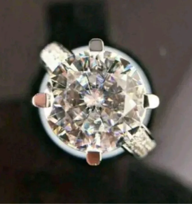 3Ct Round Lab-Created Moissanite Solitaire 14k White Gold Plated Engagement Ring