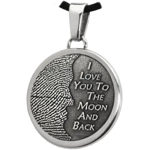 3D Fingerprint Moon Round Pendant