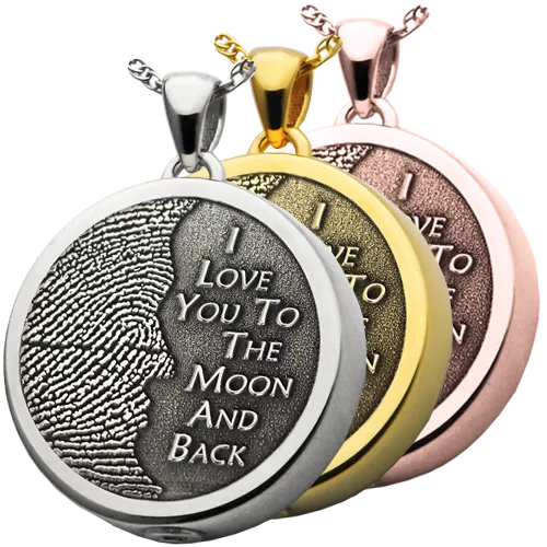 3D Fingerprint Moon Round Pendant