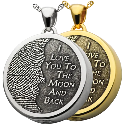 3D Fingerprint Moon Round Pendant