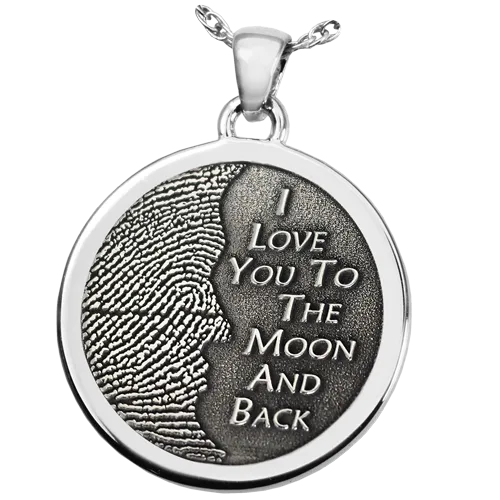 3D Fingerprint Moon Round Pendant