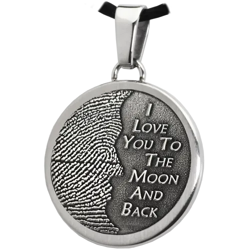 3D Fingerprint Moon Round Pendant