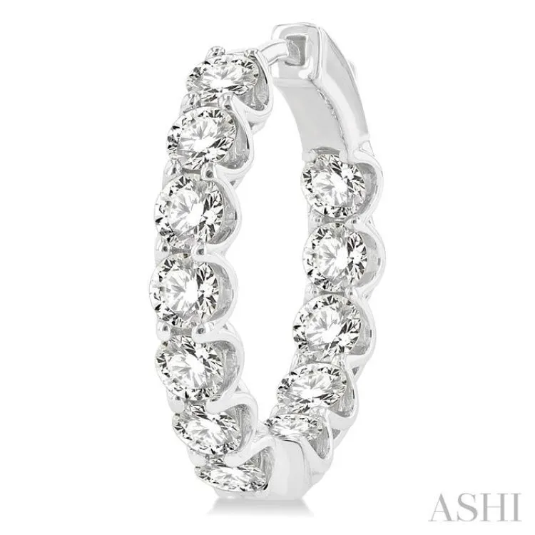 4 ctw Inside-Out Round Cut Diamond Hoop Earrings in 14K White Gold