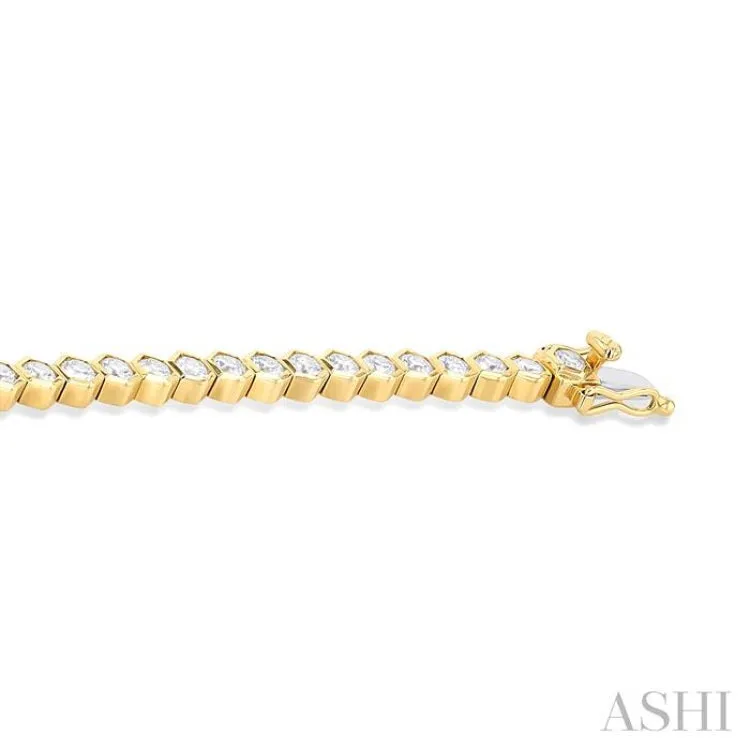 4.00 ctw Hexagon Motif Bezel Set Round Cut Diamond Tennis Bracelet in 14K Yellow Gold