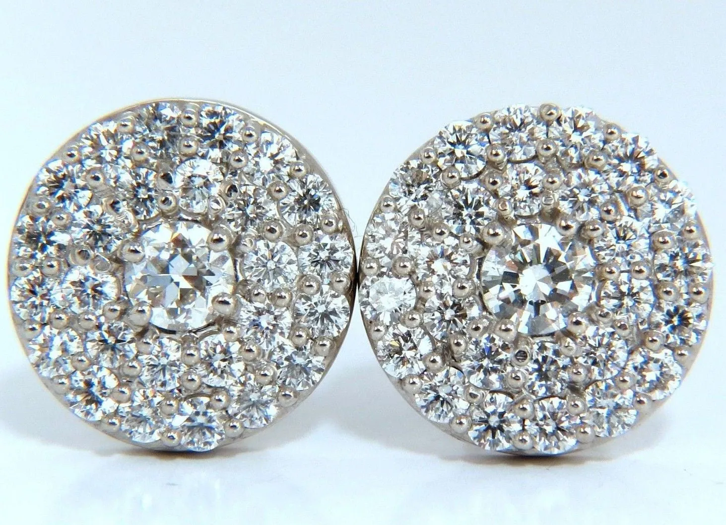 4.26ct natural round diamonds cocktail cluster earrings 14kt g.vs