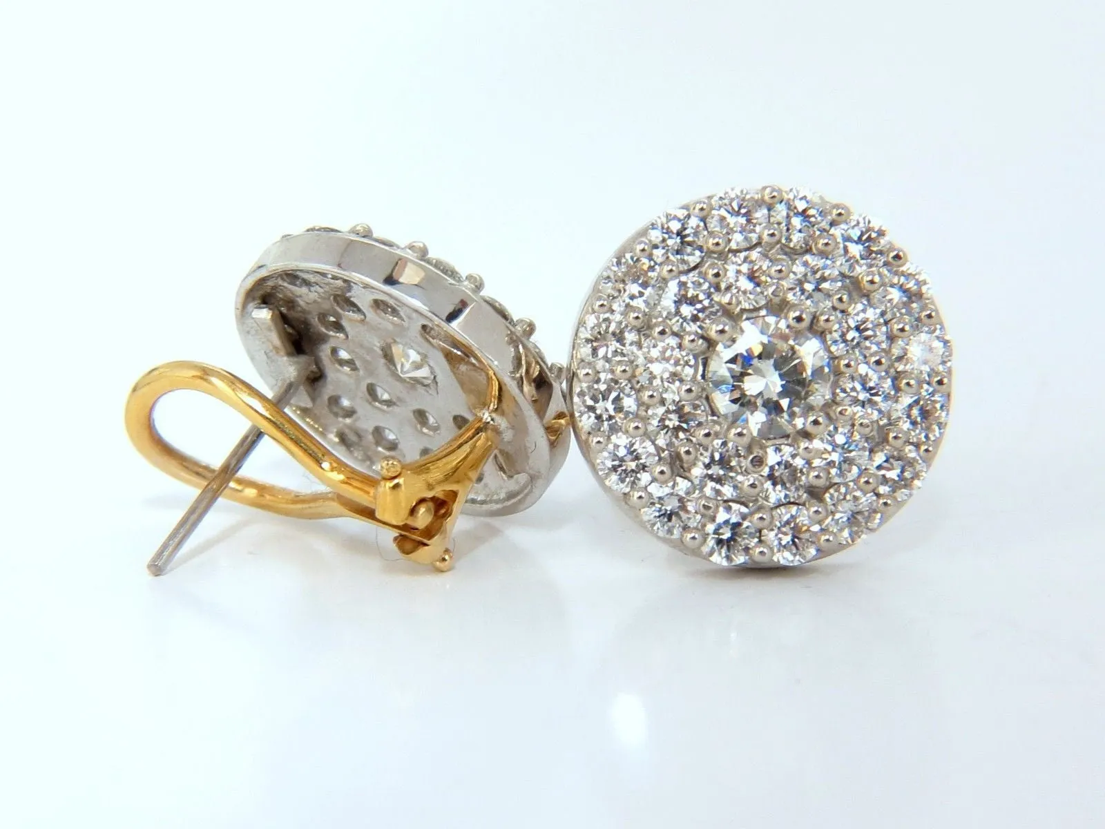 4.26ct natural round diamonds cocktail cluster earrings 14kt g.vs